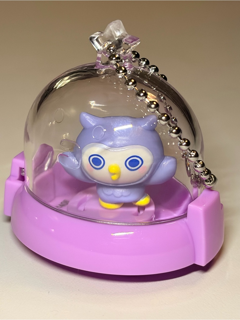 Tamagotchi Purple Owl Bird Keychain Dome Toy - Cute Purple Bird Accessory